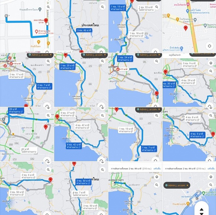 ภาพตัวอย่างการวัดระยะทาง จุดรับ - จะส่ง ใน google map จากทางเจ้าหน้าที่แอดมิน เพื่อประเมินราคารถรับส่งต่างจังหวัดสถานที่ท่องเที่ยวทุกแห่ง